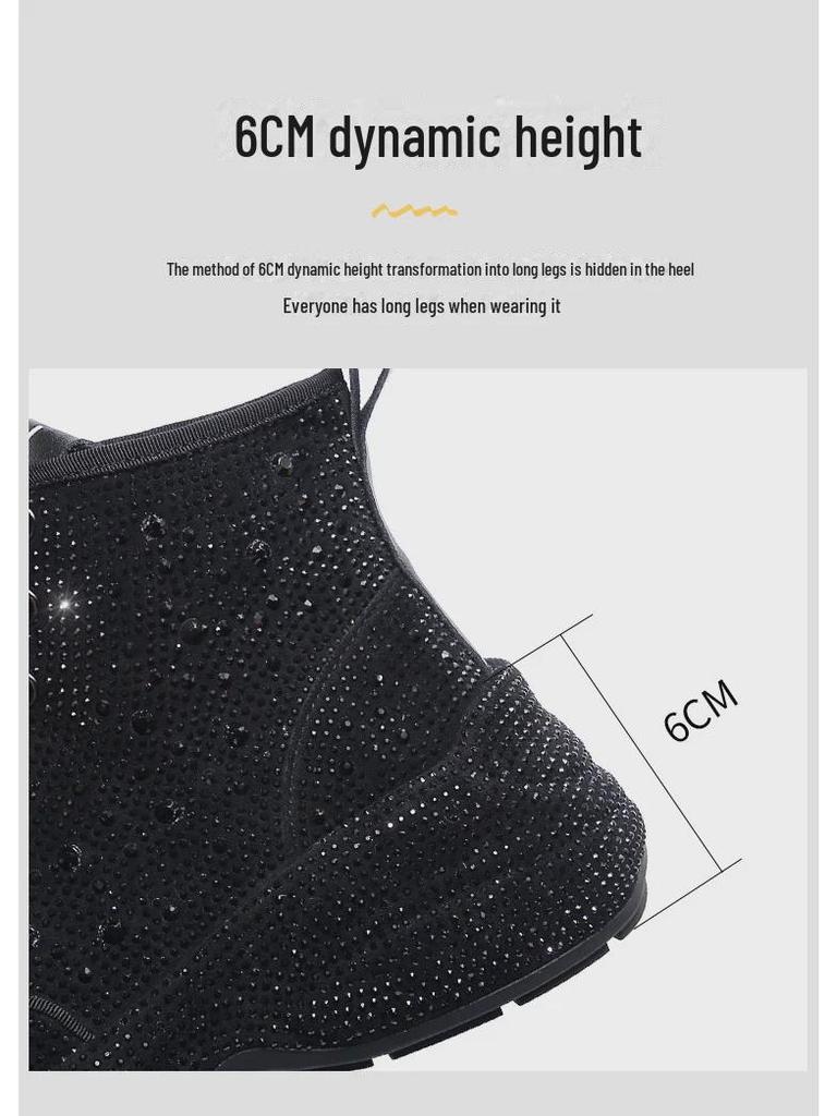 2023 Four Seasons Rhinestone Повседневные туфли с высоким берцем и круглым носком