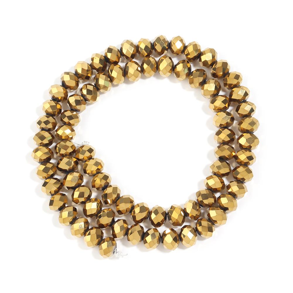 60-130PCS 3/4/6/8/10mm Plated Color Faceted Crystal Glass Beads Abacus Beads Round Flat Loose Spacer Beads For Jewelry Making
