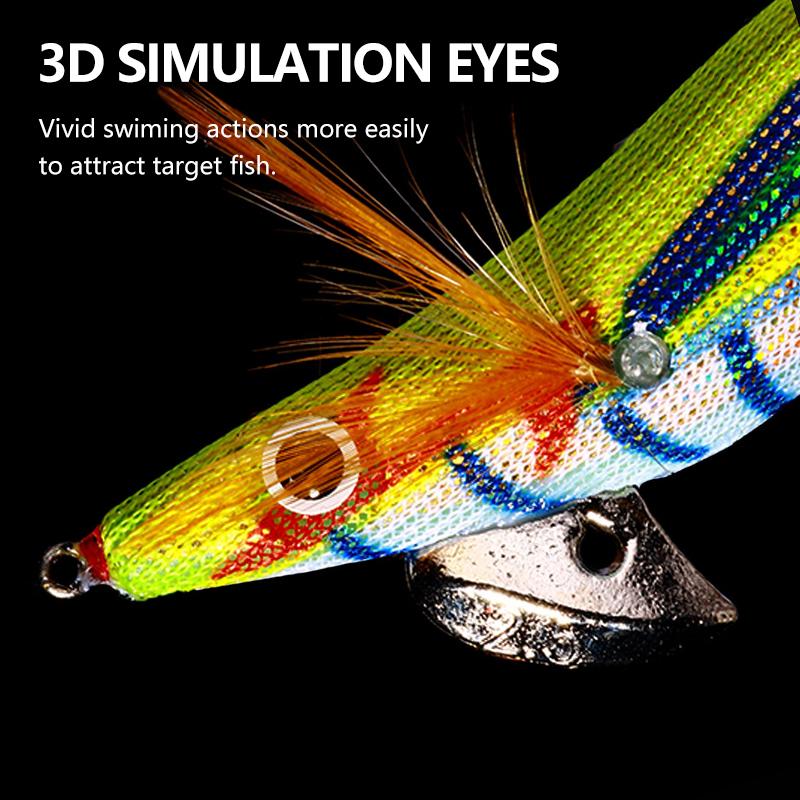1PCS Boxed 10.5cm/12g Luminous Squid Jig Fishing Wood Shrimp Lure Squid Cuttlefish Jigs Lures Spinnerbait Fishing Baits
