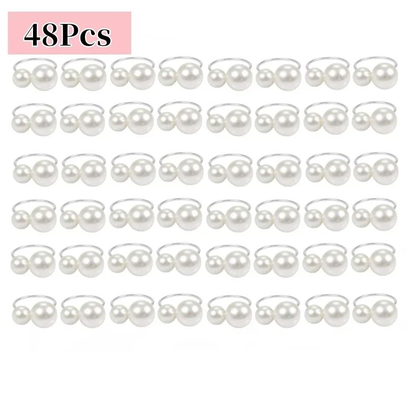 96 шт. Маленькие большие рамки для салфеток с жемчугом, металлические кольца для салфеток, свадебная вечеринка, праздничный банкет, рождественский ужин, декоративные подарки