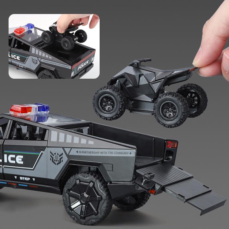 1/24 Полицейский Cybertruck Tesla Внедорожник Сплав Металл Литая Модель Автомобиля Коллекции для улицы Классическая Модная Игрушка Украшения Валюнтин Дети