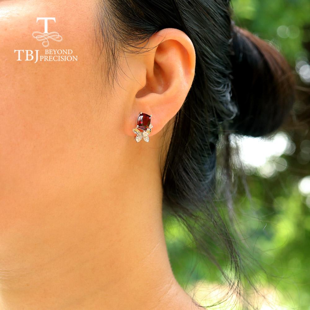 Серьги-застежки из стерлингового серебра 925 пробы с натуральным красным гранатом, изысканные украшения для женщин, красивый комплект ювелирных изделий