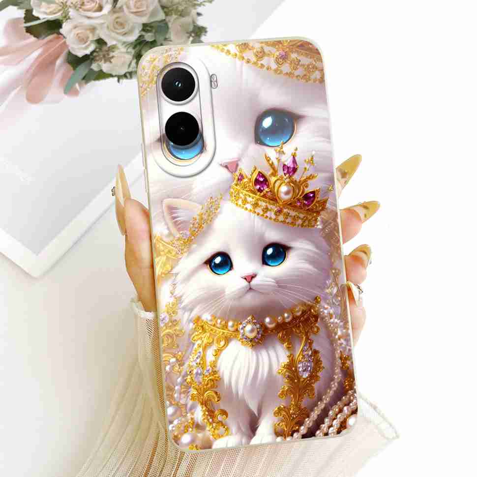 Silicone Case For Xiaomi Poco M7 4G Case Cute Cat Flowers Soft Slim Phone Cases For Xiaomi Poco M7 PocoM7 4G Cover Bumper
