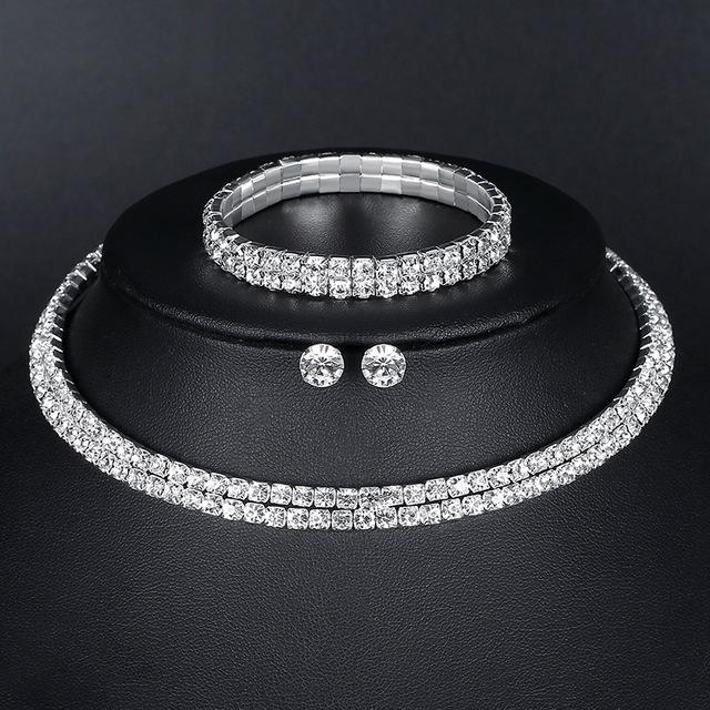 Fashion Zircon Water Drop Necklace and Earrings Set for Women Wedding Party Jewelry