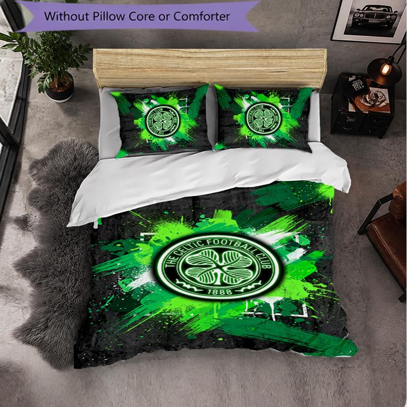 Celtic FC Themed Bedding 3Pcs Duvet Cover Set Decorative Bed Linen For Teen Room Home Decoration