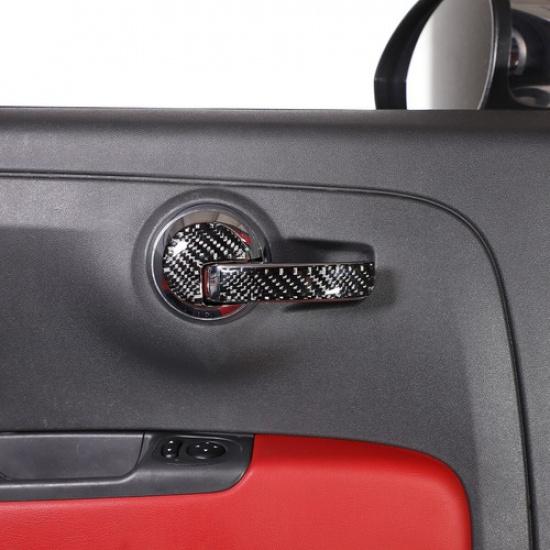Real Carbon Trim Interior Door Handle Sticker For Fiat 500 Abarth 595 2011-