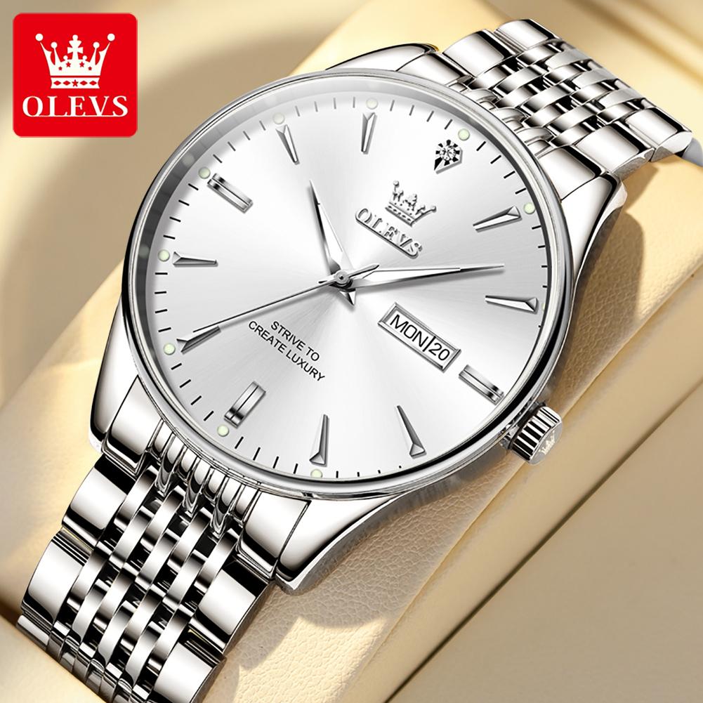 OLEVS 2929 Simple Classic Quartz Wristwatch for Man Date Week Luminous Waterproof Original Business Men's Dress Watch