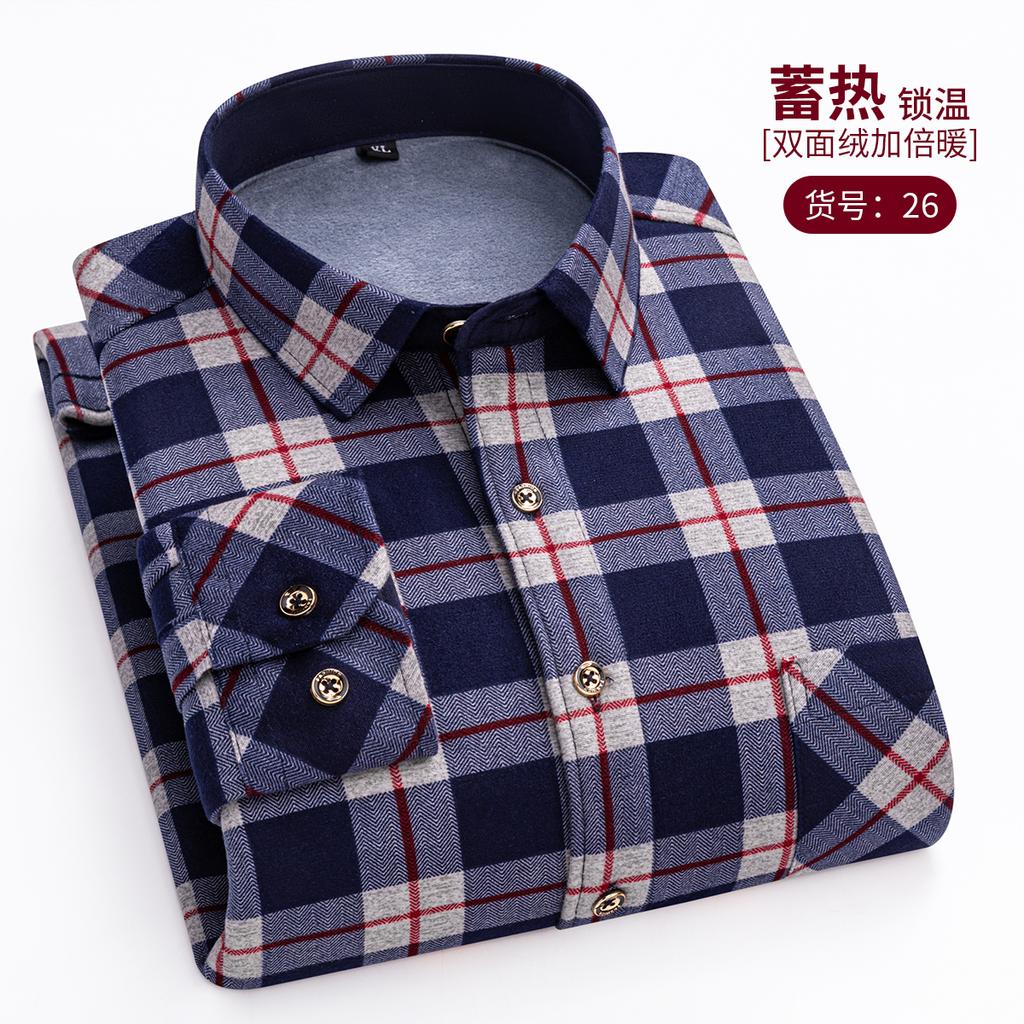 Мужские модные теплые рубашки в клетку с длинным рукавом, утолщенный двусторонний флис, холодостойкие, больших размеров, повседневные деловые рубашки в клетку