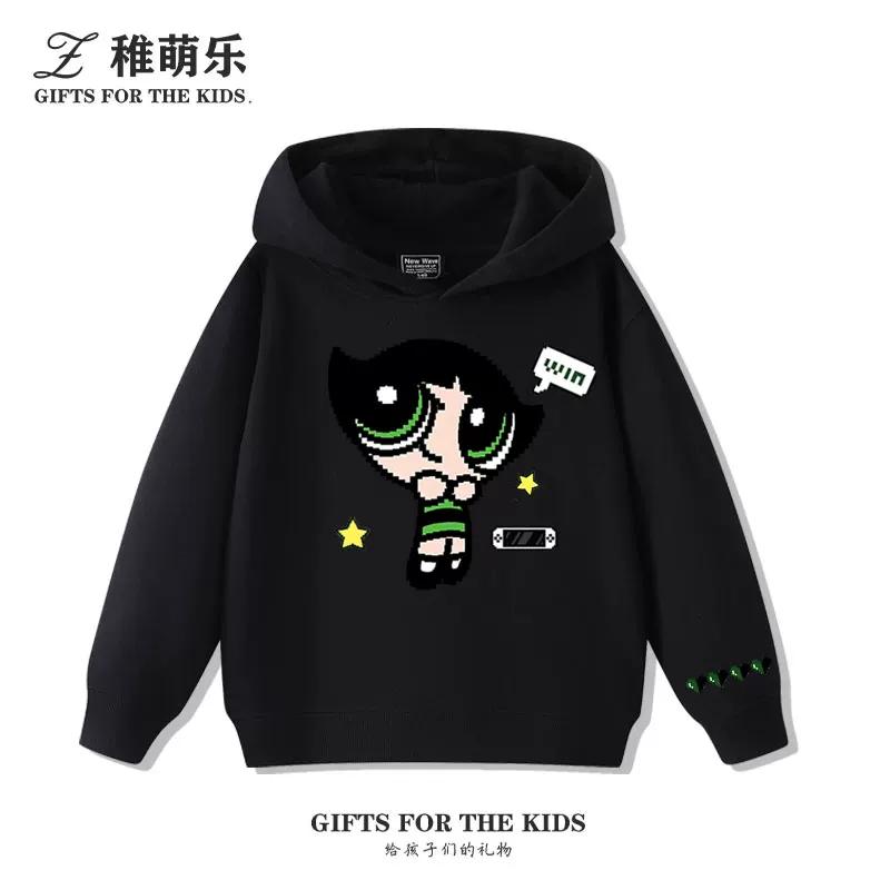 Cute Cartoon Girl Print Kids' Hooded Sweatshirt – Soft, Loose-Fit Pullover for Autumn & Winter – Warm, Casual Top for Boys and Girls