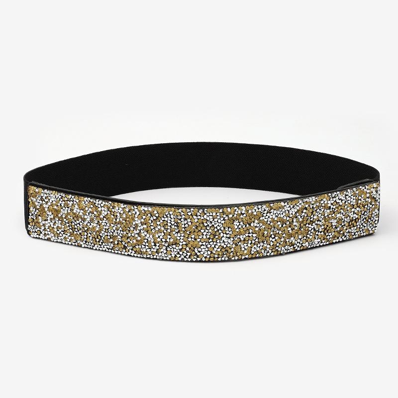 Shining RhineStone Sequin Corst Elastic Belt For Women Inlaid Imitation Diamond Elastic Belts Flash Colour Ladies Fashion Dress