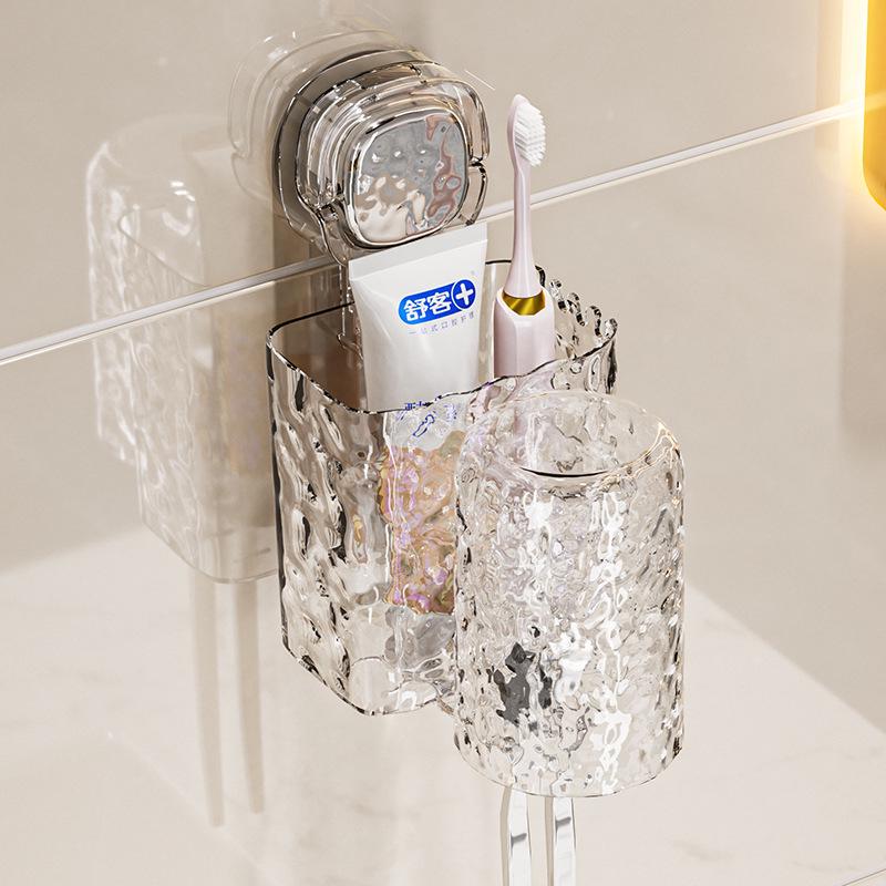 Настенный держатель для зубных щеток и стакана для полоскания на присосках, не требующий сверления