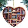 Украшения для книголюбов Деревянное сердце в форме книжной полки Читающий кулон Украшение для подвешивания на рождественскую елку Домашние рождественские украшения