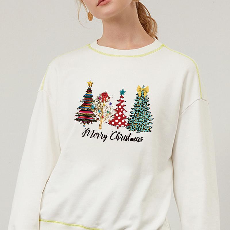 Счастливого Рождества, термонаклейки для одежды, толстовки DIY, патч, нанесенный термопрессом на одежду, деревья, олени