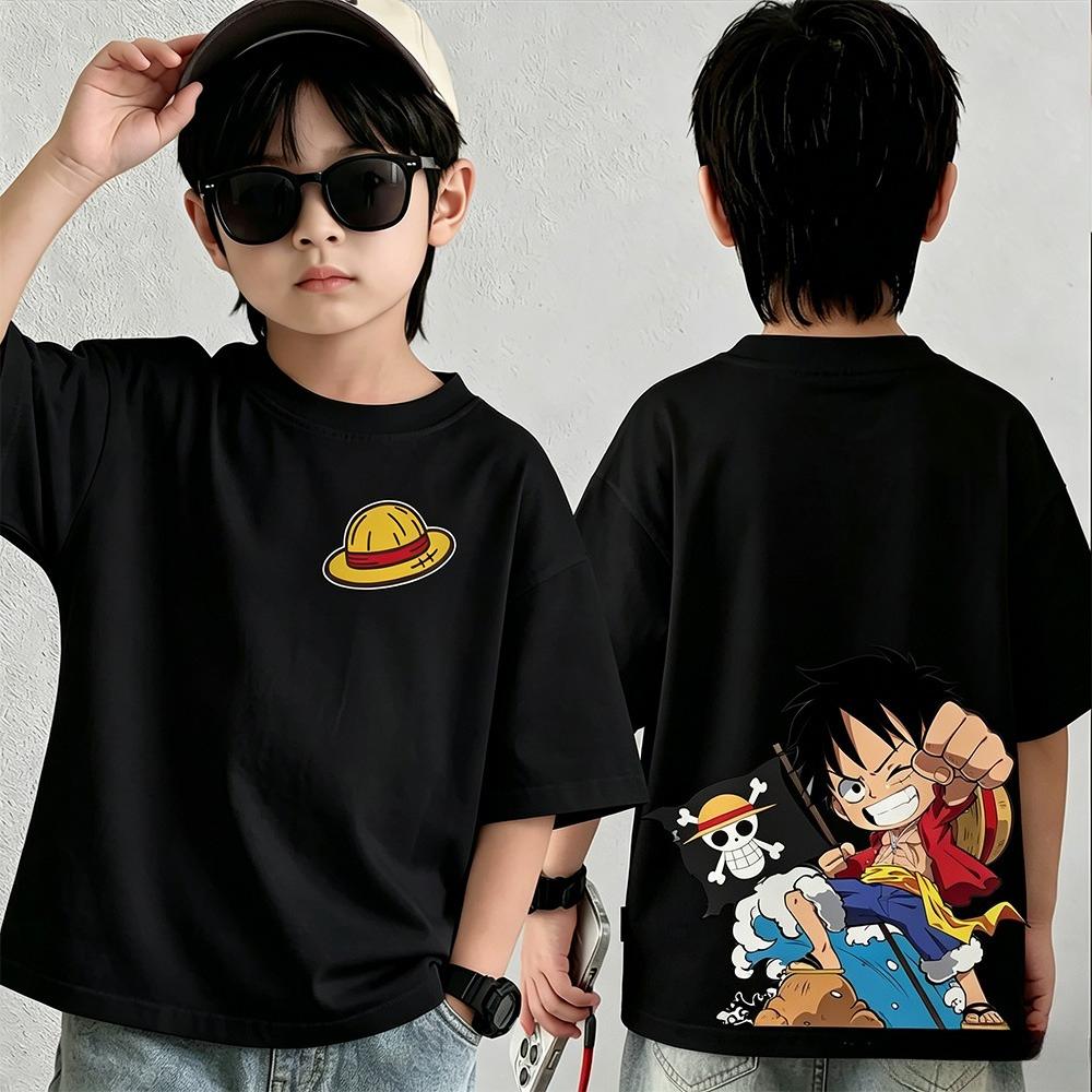 Summer New Arrival One Piece Pattern Tshirt unisex anime print casual shortsleeved fashionable streetwear top Y2K style