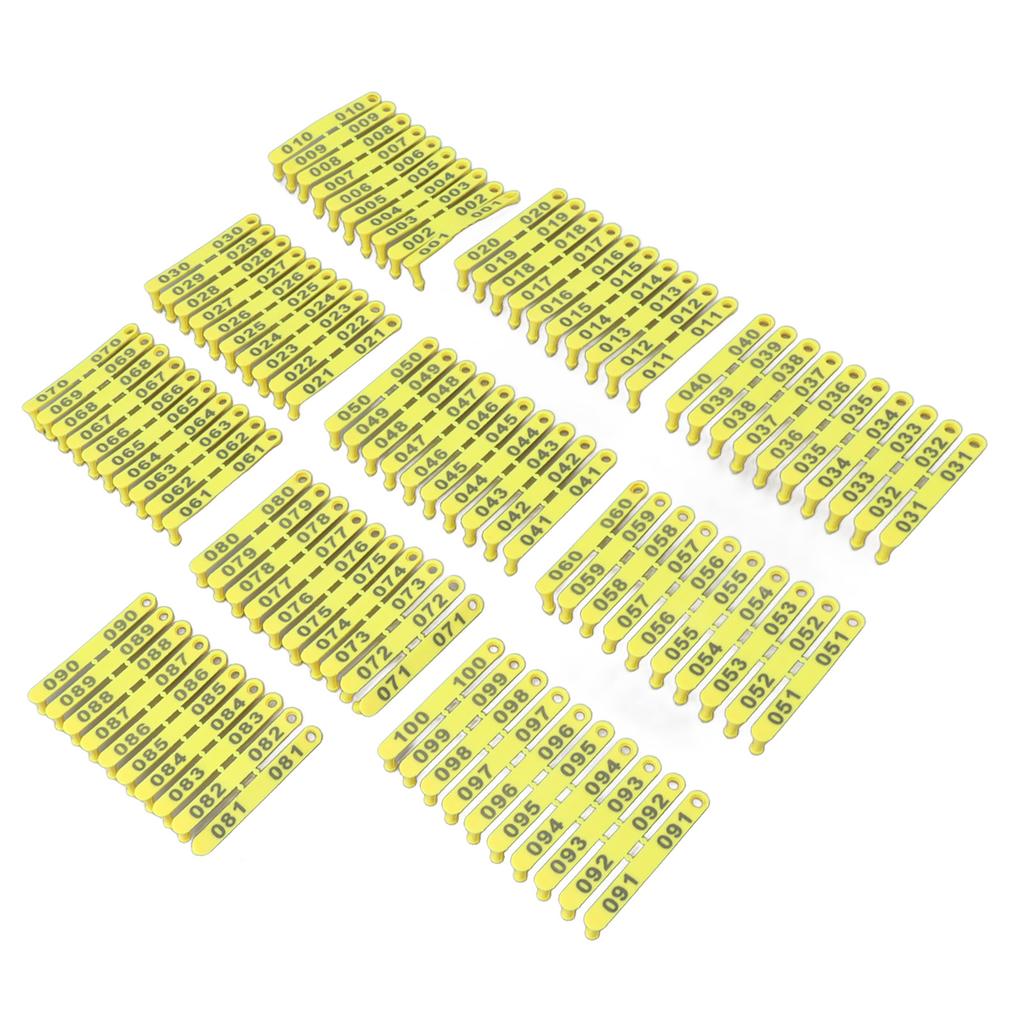 100PCS 001‑100 Number Plastic Livestock Tag Integrated Colorfast Livestock Ear Tags for Cattle Cows
