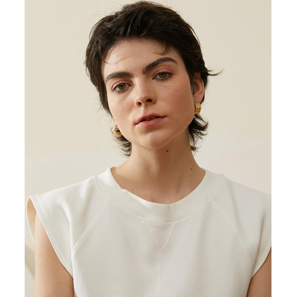 Yhpup Stainless Steel C Shape Geometric Imitation Pearls Wide Hoop Earrings Gold Color Charm Trendy Fashion Quality Jewelry New