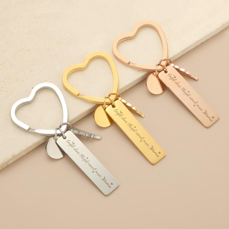 Mother's Day Love Mom Key Chains Holder Pendants Stainless Steel Heart-shaped Gift Accessories