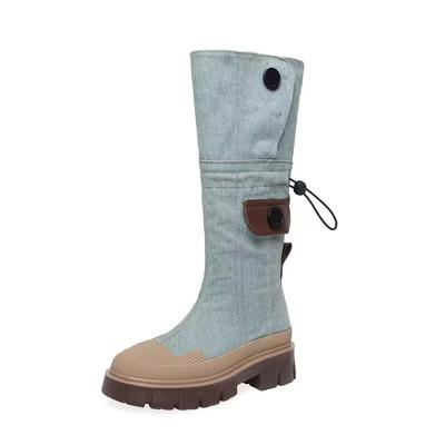 Ретро-ковбойские сапоги в стиле вестерн для женщин. Дизайнерская повседневная женская обувь. Модные сапоги на мягкой подошве для весны и осени. Сапоги до колена для женщин.