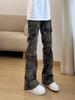 Мужские зимние узкие камуфляжные джинсы-карго bootcut с прямым кроем и бархатной подкладкой.