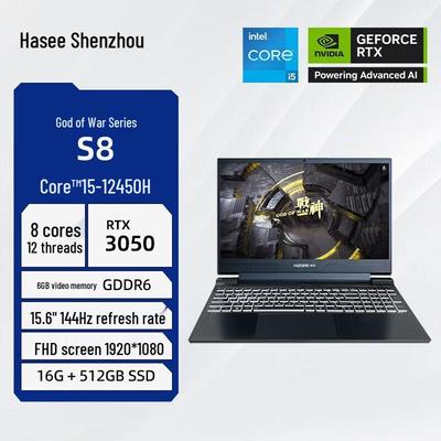 Игровой ноутбук Hasee Zhanshen S8 15,6 дюйма (i5-12450H, RTX 3050) (Китайская версия)