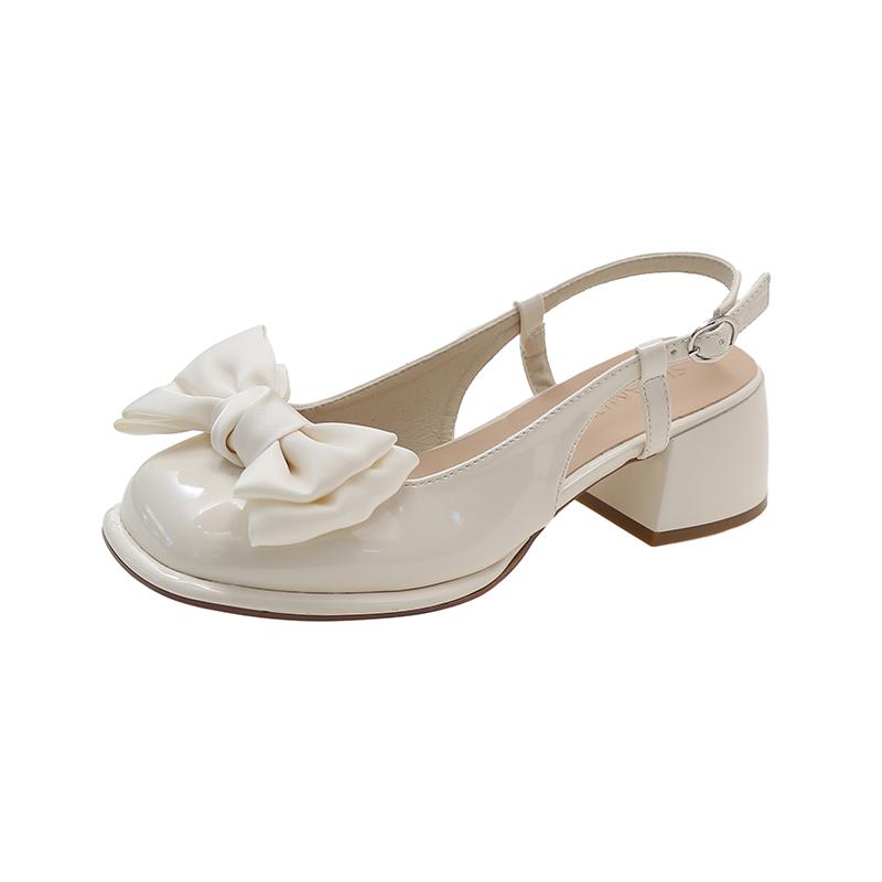 Модные босоножки на высоком каблуке для женщин Обувь с закрытым носком Средний Мэри Джейн 2024 Лето Костюм Женский Бежевый Высокий каблук Ретро Квадратный Средний Новый Комф