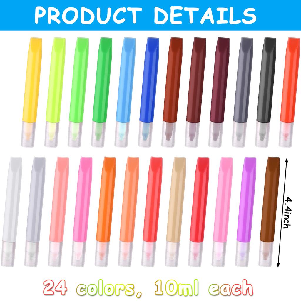 24 шт. ручки для рисования Suncatcher 10 мл премиум-класса, сверхтонкие акриловые маркеры для рисования, витражи, художественная краска для окон, ручка-морилка