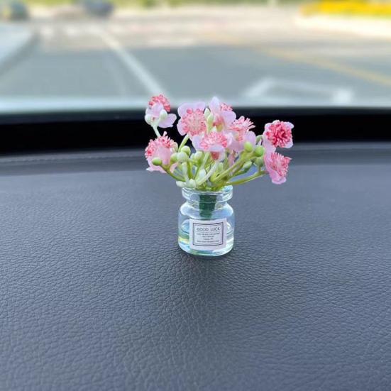 Миниатюрная стеклянная ваза с цветами, искусственный букет, настольные украшения, цветы бонсай для установки на транспортное средство