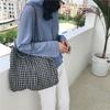 Print Grid Pattern Canvas Bag Retro Handbag Simple Printed Shoulder Bag  Women