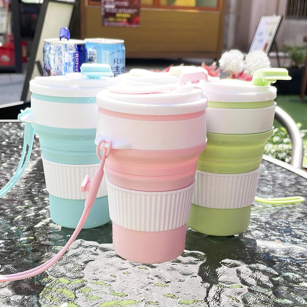 350 мл Портативная силиконовая складная чашка – Прочная, термостойкая, с альпинистской веревкой для путешествий на открытом воздухе и домашнего использования