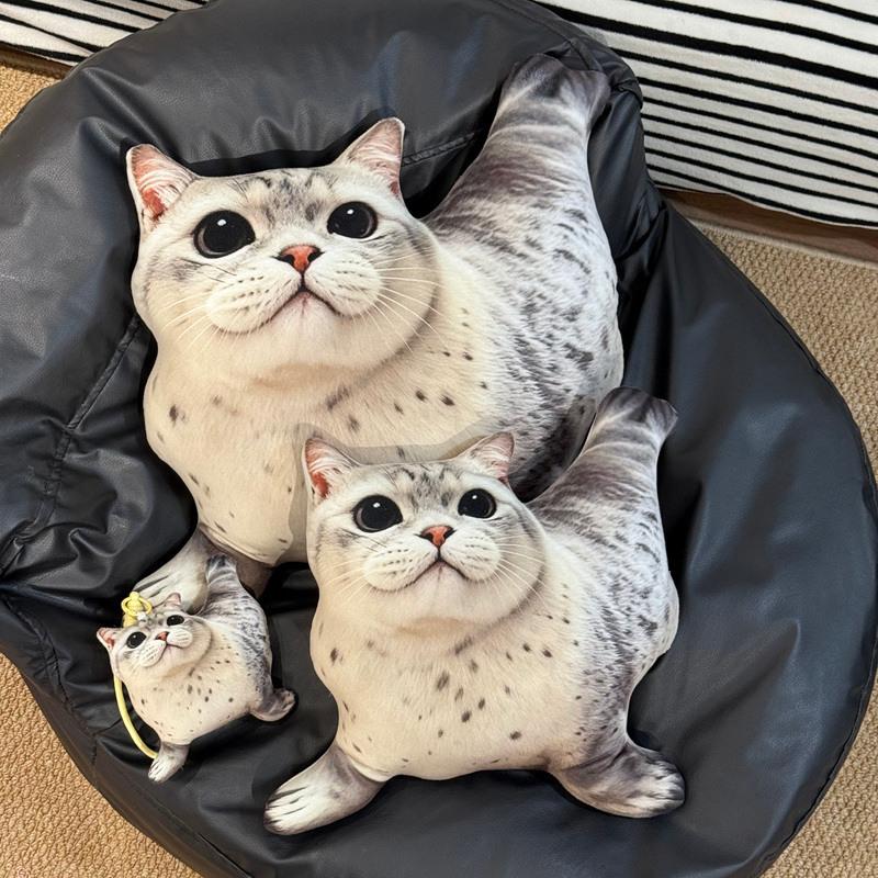 12/32cm New Simulation of Seal Cat Plush Toy Ocean Doll Cute Cat Toy Cartoon Lifelike Kitten Dolls Girls Birthday Gift Kids Toys