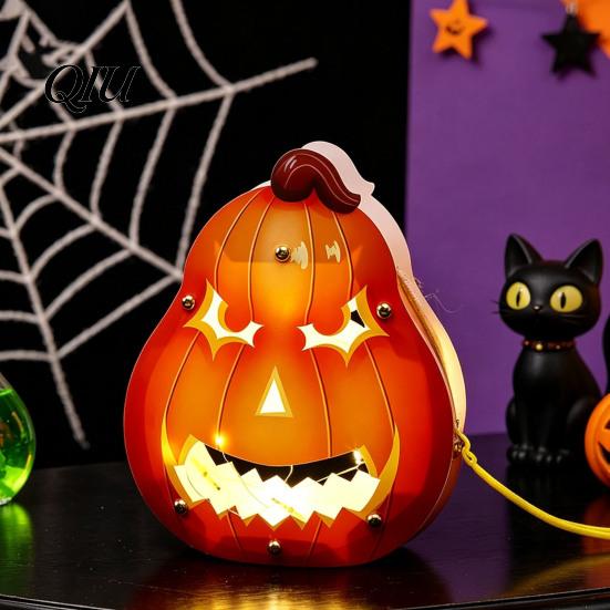 Safe Flameless Ornaments Halloween Lantern Craft Set for Kids, DIY Handheld Paper Pumpkin Ghost Creative Holiday Gifts Students with LED Light