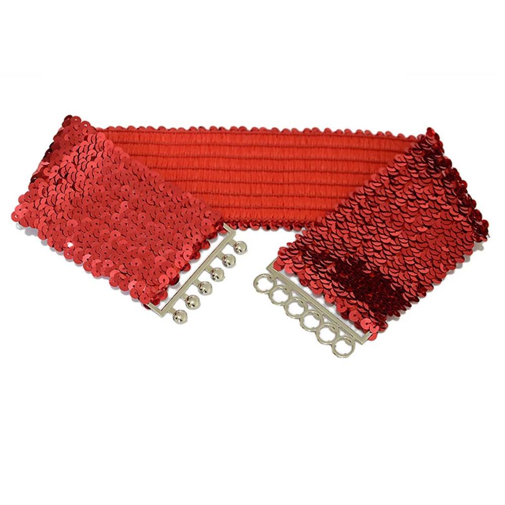 Metal Buckle Sequined Wide Corset Belt Wide Elastic Elastic Waspie Belt Casual Wear