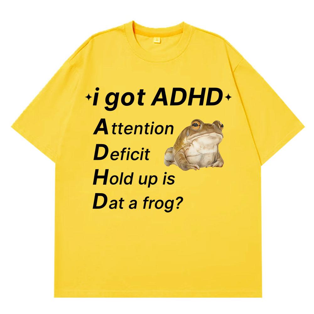 ADHD Лягушка Аутизм Смешной Мем Футболка Мужская Женская Модная Одежда Хлопок Короткий Рукав Харадзюку Футболки Повседневные Хип-хоп Футболки