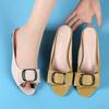 Модные GKTINOO Металлическая отделка Натуральная кожа Удобные шлепанцы на квадратном каблуке Дизайнерские легкие износостойкие слайды Женские летние сандалии