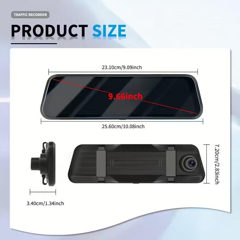 10" 4K Mirror Dash Cam for Cars, 4K Front and 1080P Rear View Backup Camera with Full Touch Screen, 170° Wide Angle, Night Visio