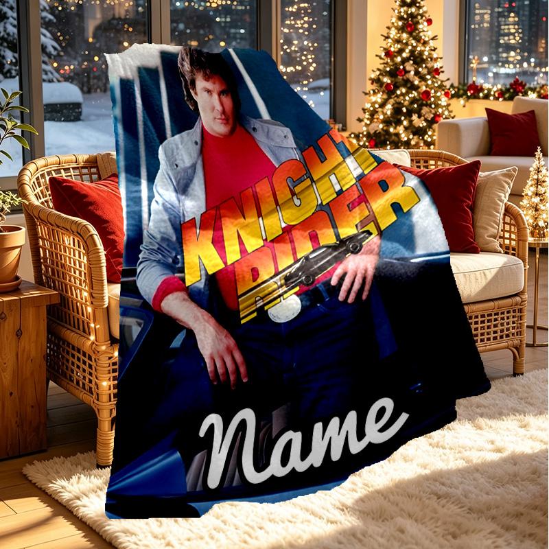 Custom Name Personalized Knight Rider Print Blanket, Home Decor, Bedroom, Sofa, Camping, Couch, Gifts for Birthday ChristmasEnthusiasts