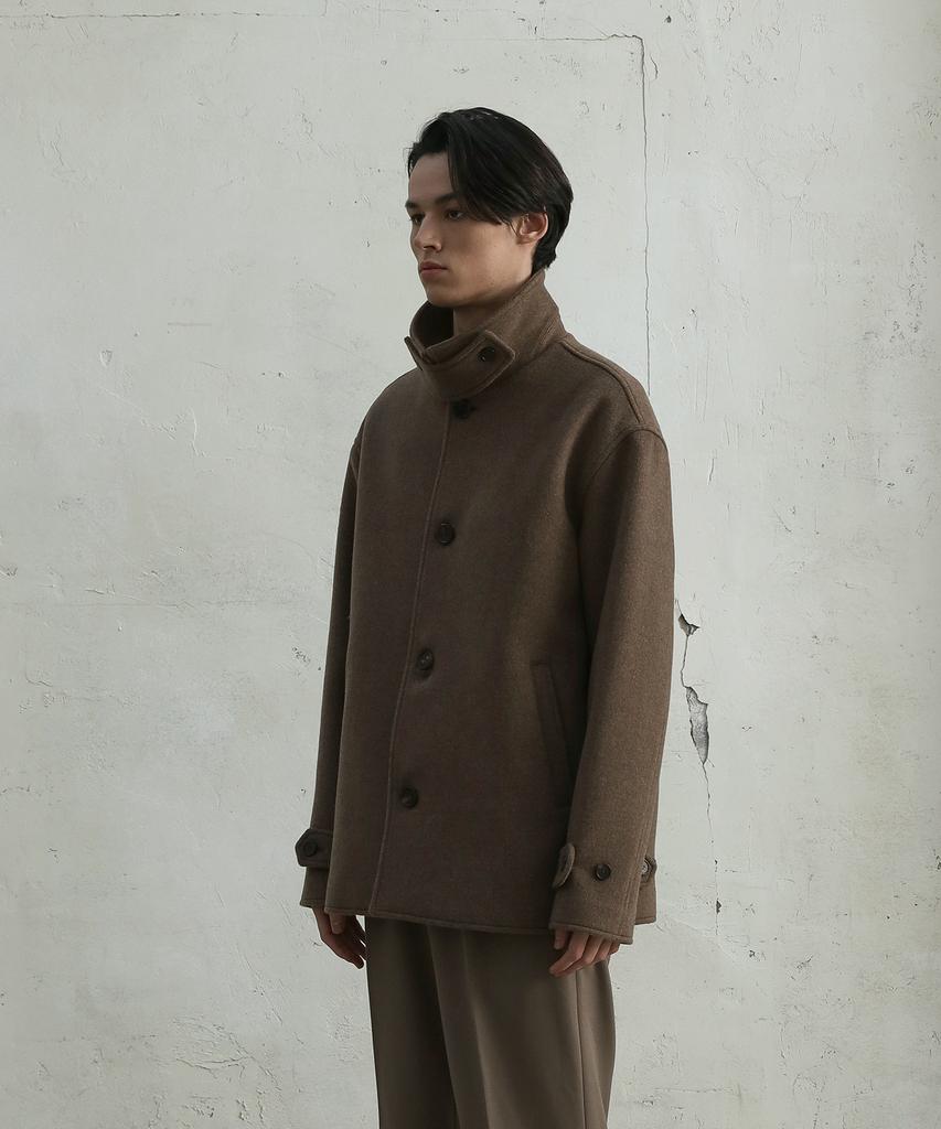 Fillchic Double-Layered Wool Half Coat (Melange Brown)