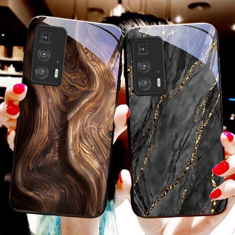 Мраморная текстура с разводами Для Motorola Moto Edge 20 Lite 30 Pro 40 Neo 50 Ultra X30 Pro G14 G22 G24 G75 G84 G85 Стеклянный чехол для телефона
