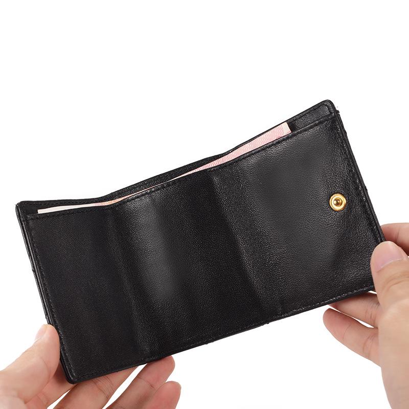 Короткий кошелек из овчины с ромбовидным узором – Элегантный европейский и американский стиль, кошелек с клапаном для монет для женщин