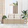 Garden Sofa with Cushions Beige 184 x 62 x 69 cm Poly Rattan