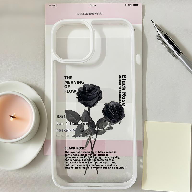 Винтажный чехол для телефона с черной розой для IPhone 17 1615 14 13 12 11 Pro MAX 17Air XR 8Plus Y2K Girl Жесткий Прозрачный Жесткий Чехол Fundas