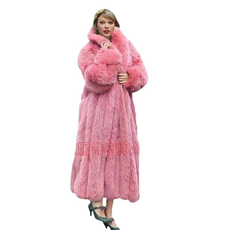 Новая шуба женская шуба розовая популярная средняя и длинная шуба из кролика Рекс женская