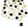 100PCS Cardstock 2025 Graduation Cap Confetti Black & Golden Paper Scatter Decor  Grad Parties