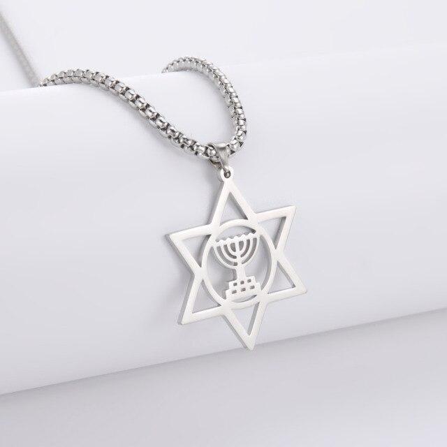 Ожерелье с подвеской в ​​виде звезды Давида для женщин, религиозная менора, Израиль, Ханука, еврейские украшения из нержавеющей стали, рождественские подарки