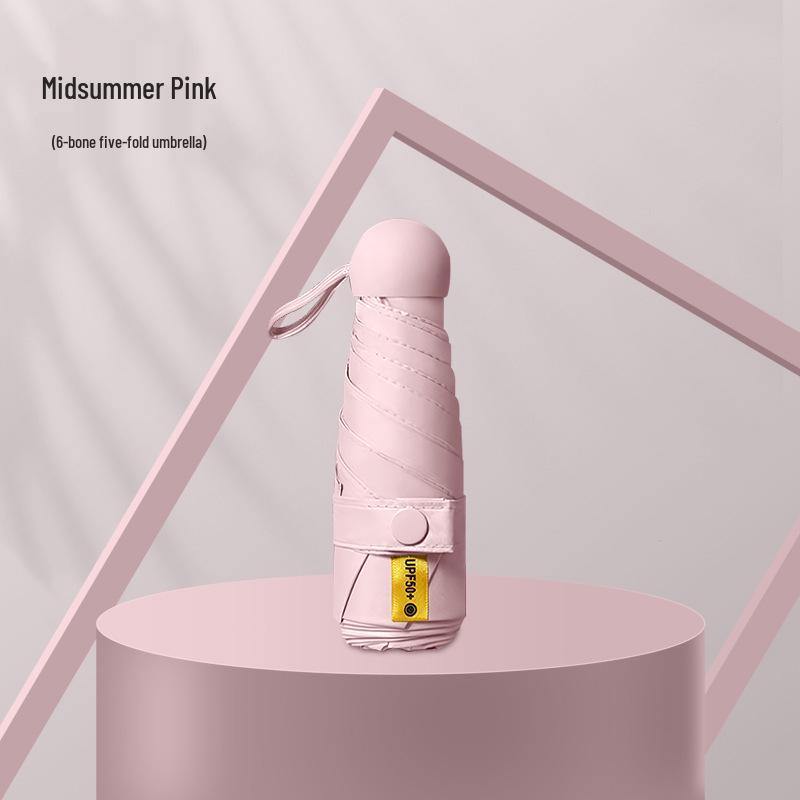 Компактный складной зонт с защитой от УФ-лучей и черной подкладкой