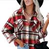 Женская осенне-зимняя новая клетчатая рубашка шерстяное пальто с нагрудником