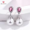 Drop Earrings Jewelry Earrings With Round Pearl Zircon Ruby Jewelry Woman Party Gift