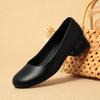 Fashion Soft Sole Thick Heels Without Tiring Work Shoes Black Single Shoes Formal Wear Commuting For Work Women's Leather Shoes New