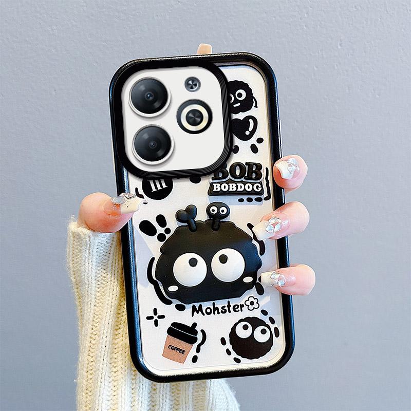 KEYSION Противоударный чехол для Infinix Hot 40i 40 Pro с ремешком, силиконовый милый 3D-чехол для телефона с мультяшной куклой для Infinix Smart 8 HD