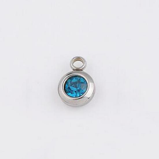 6.5mm Stainless Steel Birthstone Pendant - 12 Colors, DIY Jewelry Accessory